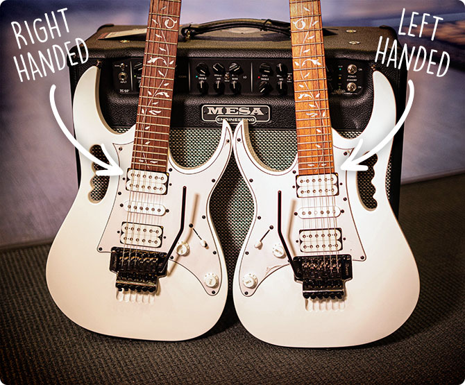 Left handed and right handed versions of the same guitar model