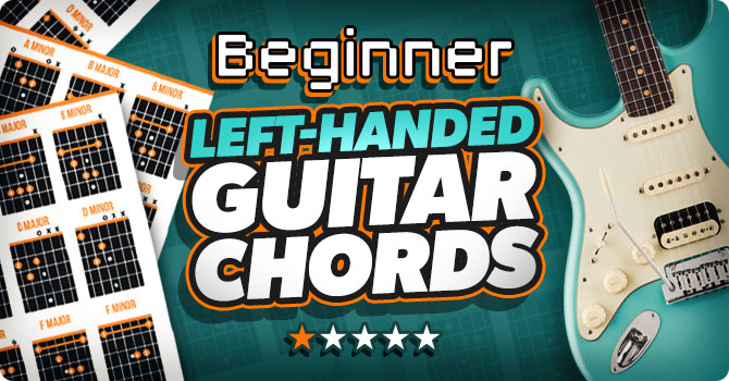 Left handed guitar chords for beginners with chord diagrams