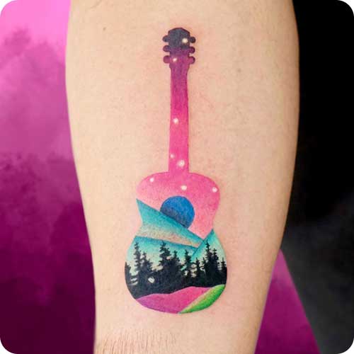 Landscape Guitar Tattoo