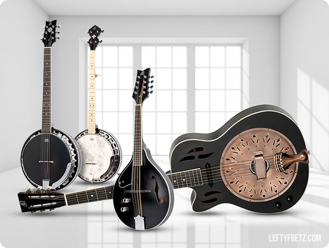 Left Handed Ortega Resonator, Banjo & Mandolin