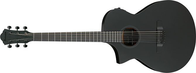 Ibanez AEWC621L-BOT left-handed electro-acoustic guitar front view Black Out