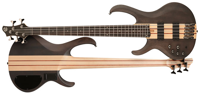 Ibanez BTB605L-TGF left-handed 5-string bass guitar in Transparent Gray Flat