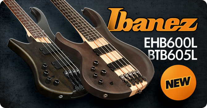 New left-handed Ibanez BTB605L and EHB600L bass guitars