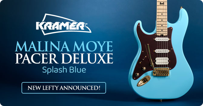 Kramer Malina Moye Pacer Deluxe left-handed guitar in Splash Blue