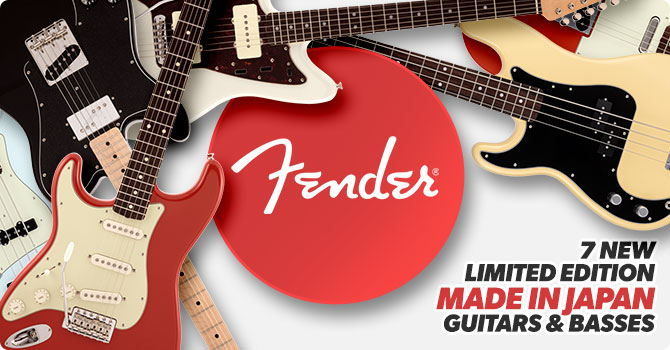 Seven left-handed Fender Made in Japan Traditional II limited-edition guitars and basses