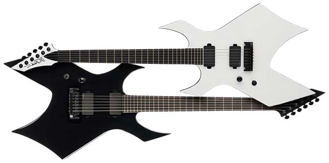 Left-handed BC Rich Warlock Prophecy with Quad Bridge in Gloss Black and Matte White