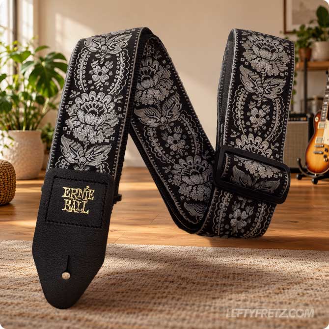 Wide adjustable guitar strap for comfortable playing